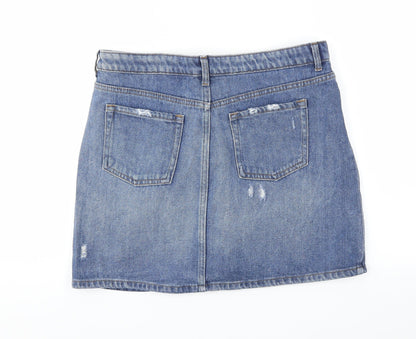 Back view of Red Herring women’s blue a-line skirt, size UK 12