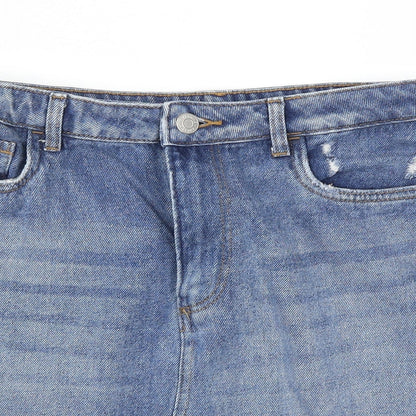Close-up detail of Red Herring women’s blue a-line skirt, size UK 12