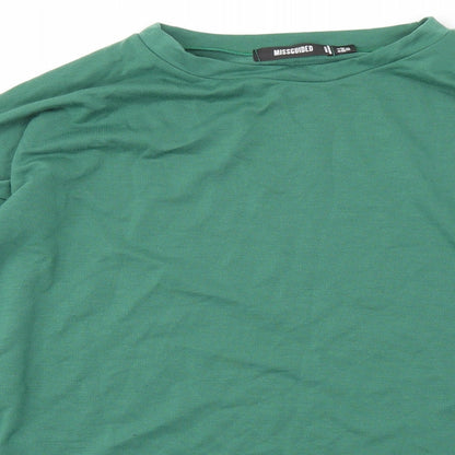 Close-up detail of Missguided women’s green jumper, size UK 12