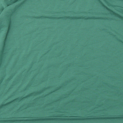 Brand and care label for Missguided women’s green jumper, size UK 12