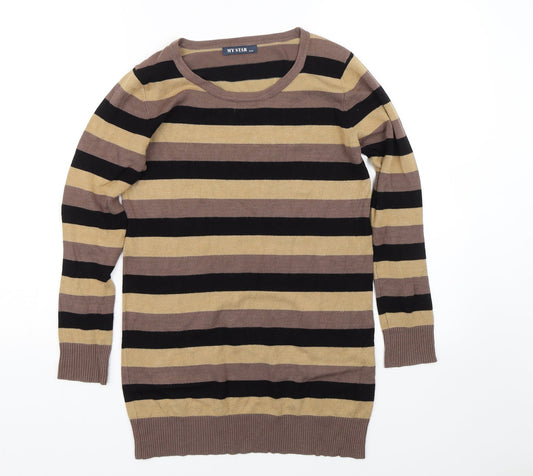 MY STAR Mens Brown Striped  Pullover Jumper Size S