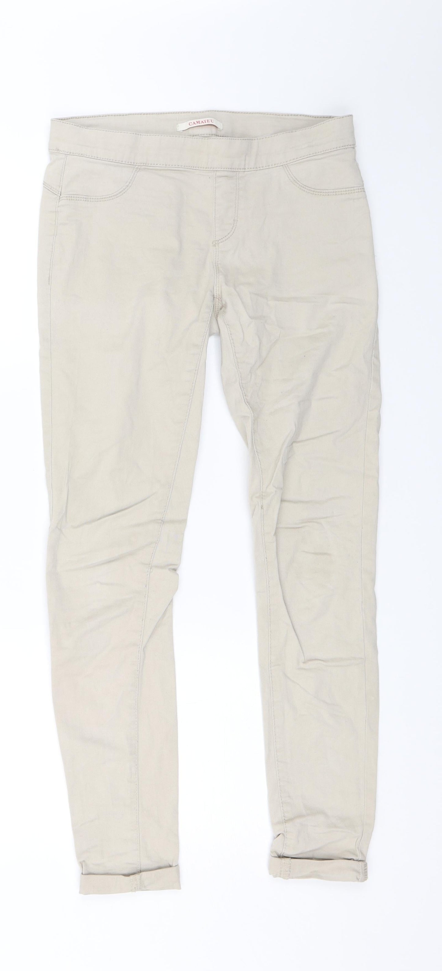 Camaieu Womens Beige   Chino Trousers Size S L26 in