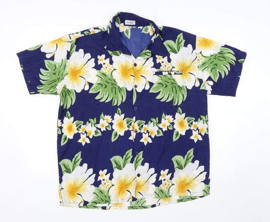 Don Amigo Mens Blue Floral   Button-Up Size M