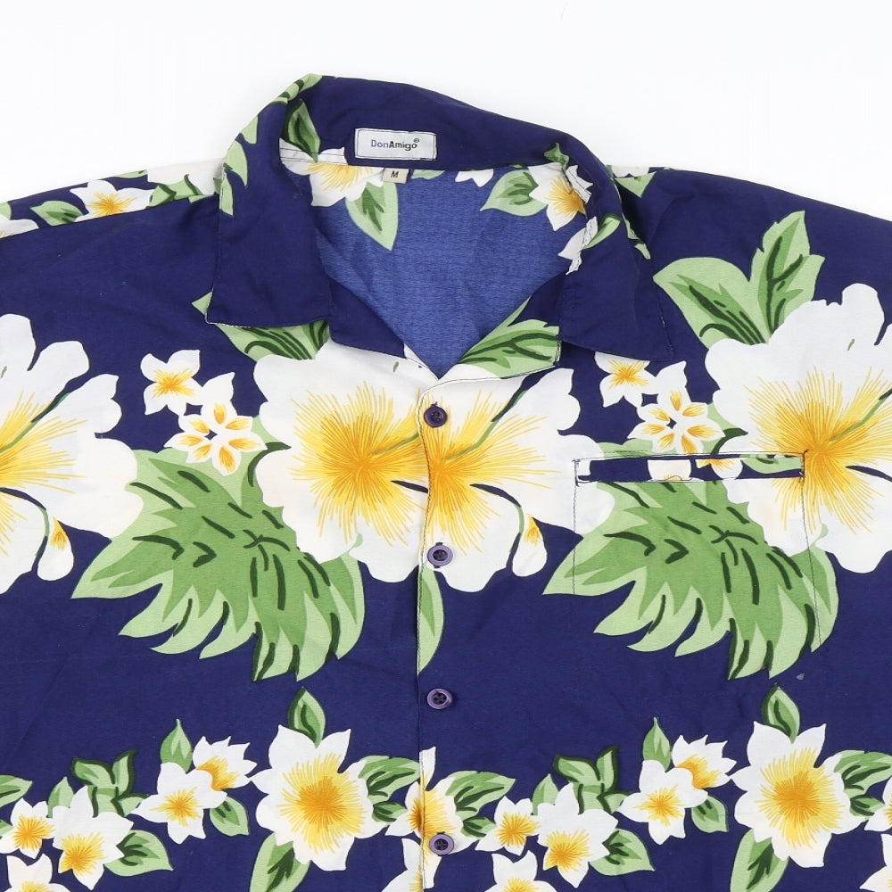 Don Amigo Mens Blue Floral   Button-Up Size M