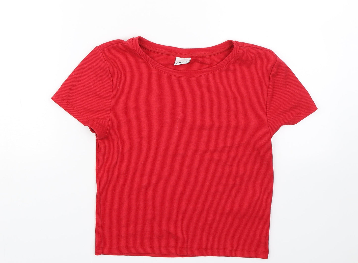 Gina Tricot Womens Red Striped  Basic T-Shirt Size M
