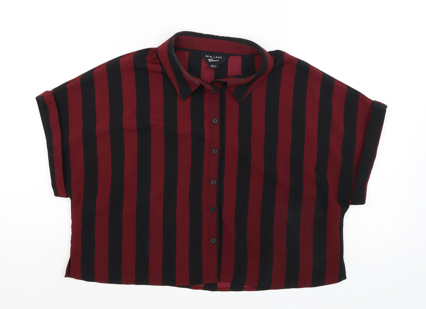 New Look Girls Red Striped  Cropped Button-Up Size 14 Years