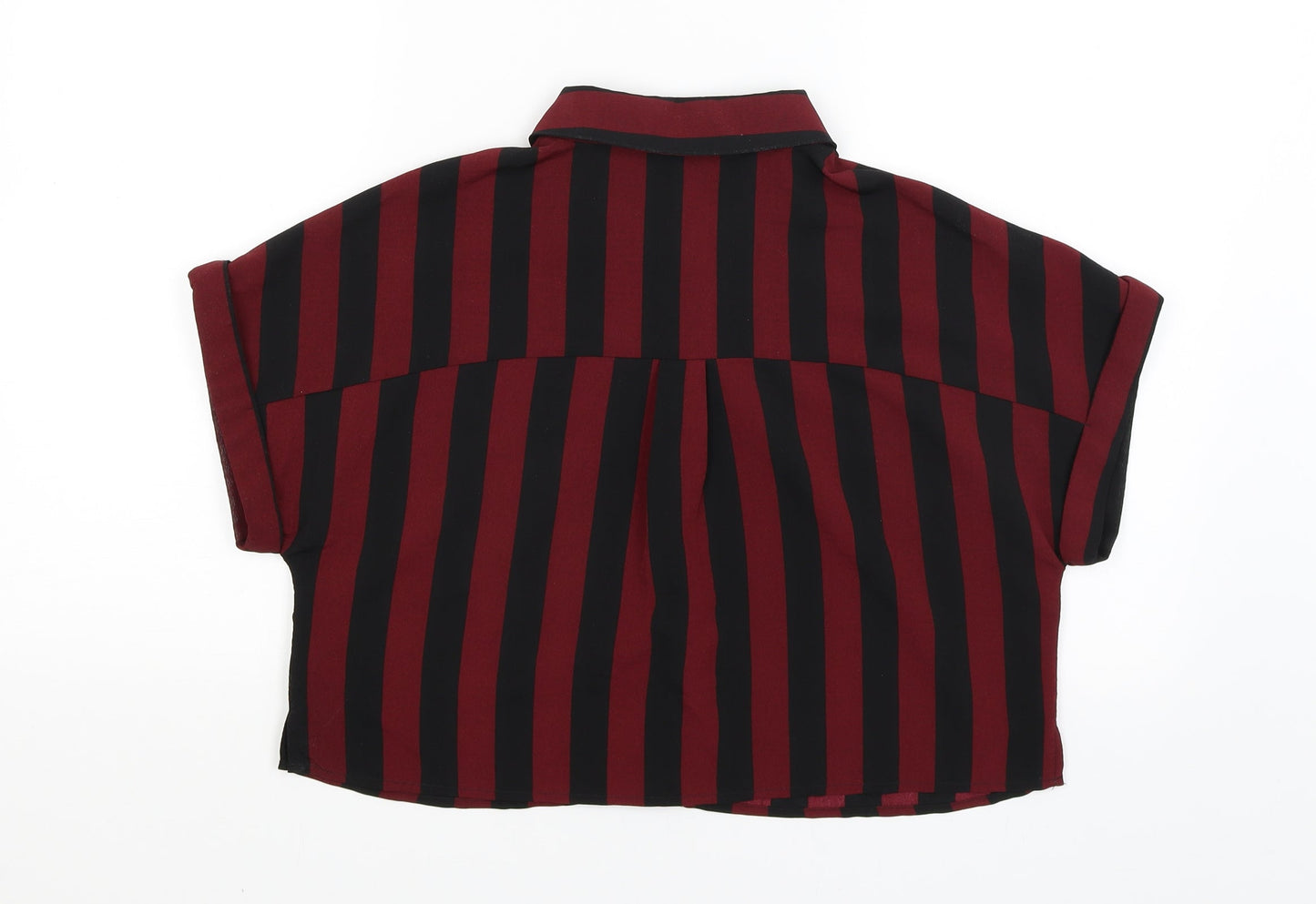 New Look Girls Red Striped  Cropped Button-Up Size 14 Years