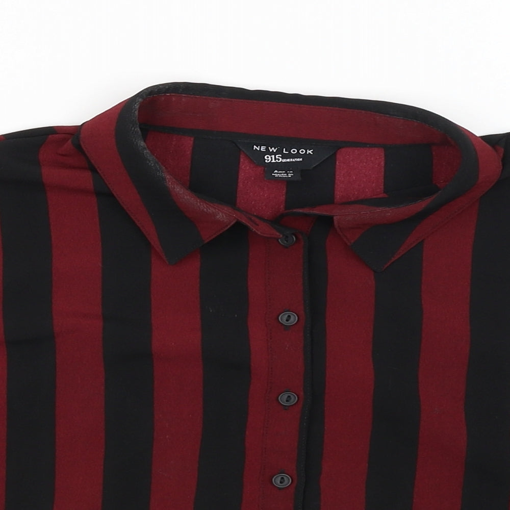 New Look Girls Red Striped  Cropped Button-Up Size 14 Years