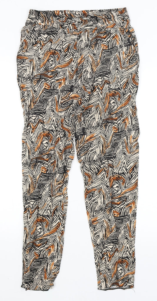 George Womens Orange Animal Print  Capri Trousers Size 10 L26.5 in