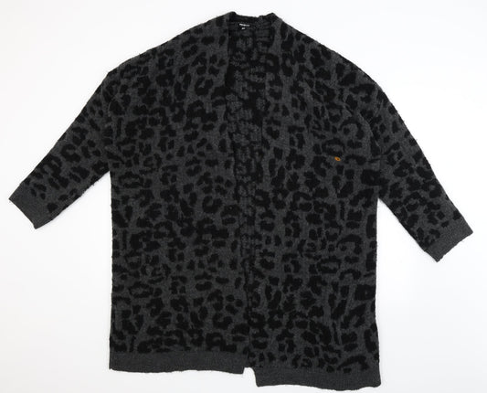 Pep & Co Womens Black Animal Print  Wrap Jumper Size 16