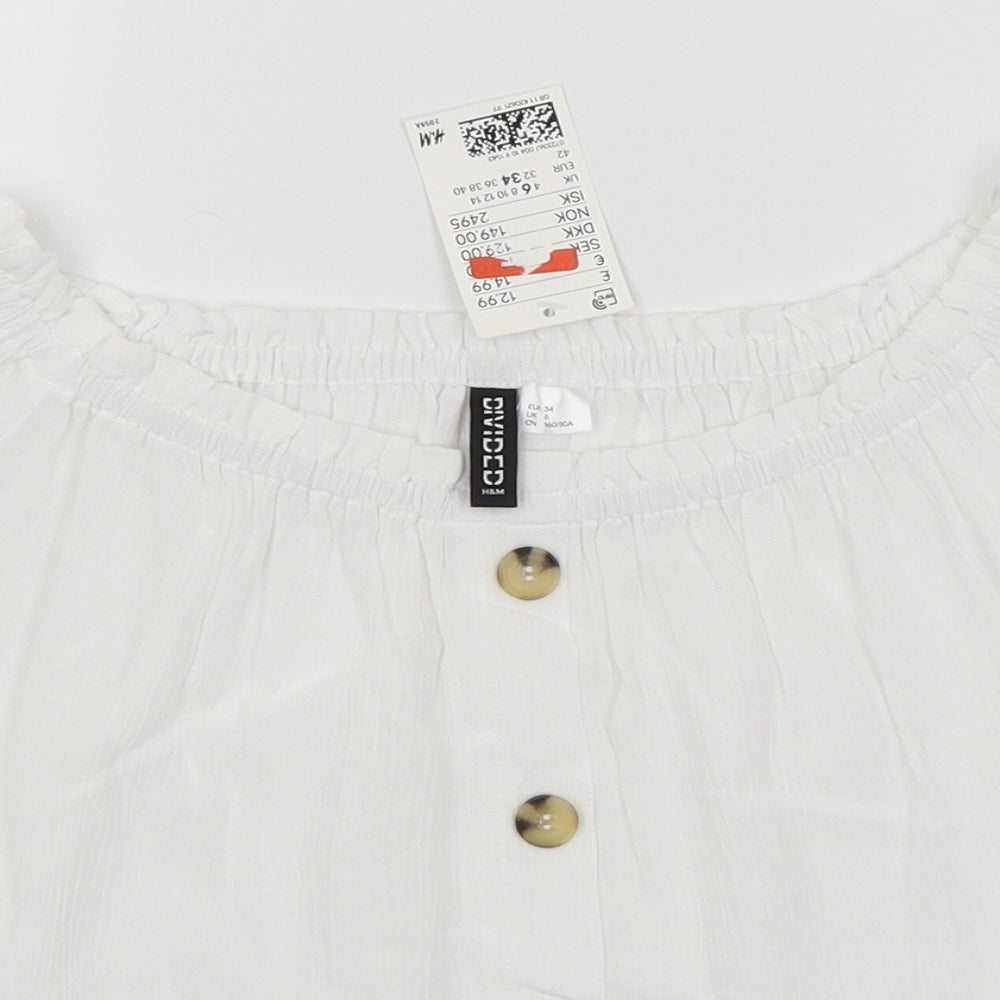 Divided Womens White   Basic T-Shirt Size 6