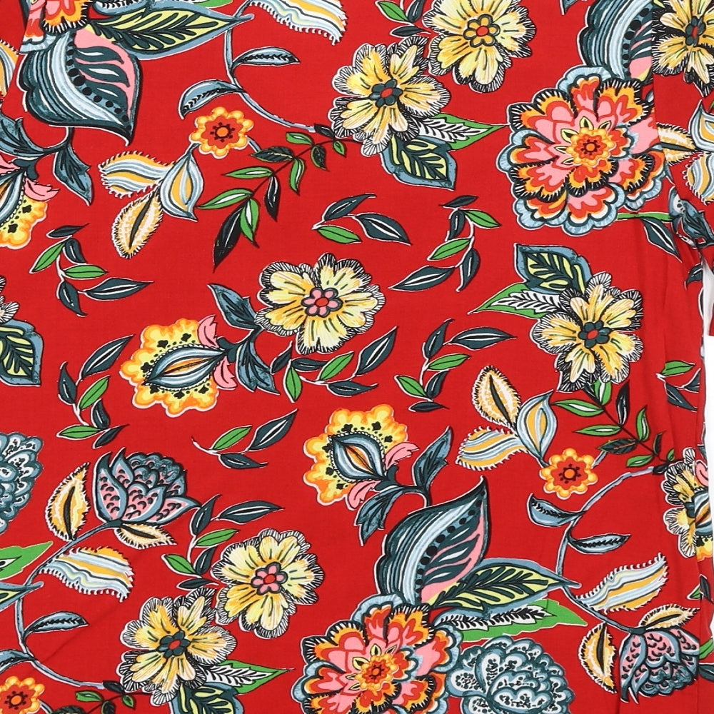 Papaya Womens Red Floral  Basic Button-Up Size 8