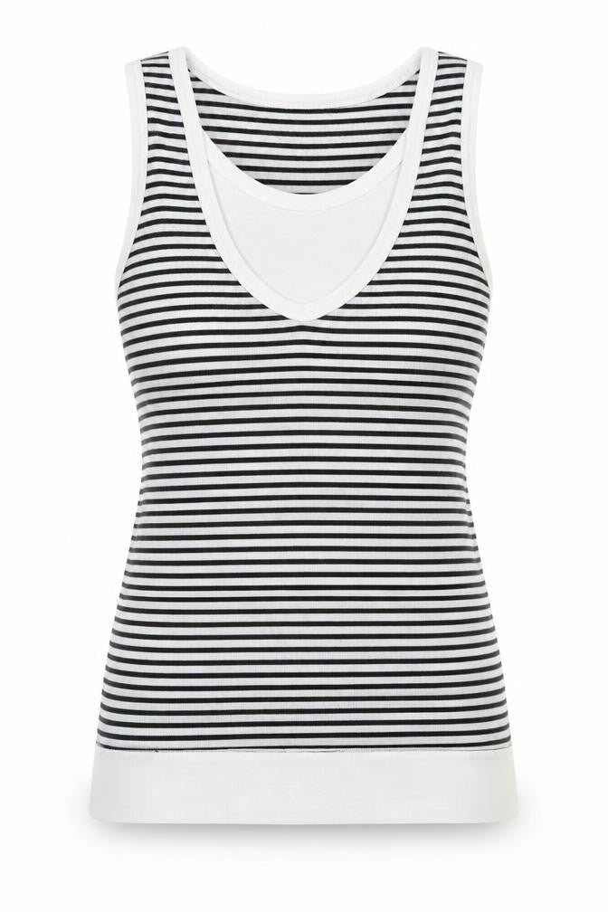 Bunny Womens White Striped  Basic Tank Size 8
