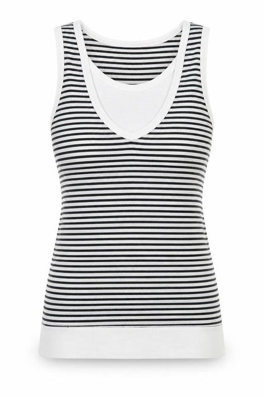 Bunny Womens White Striped  Basic Tank Size 8