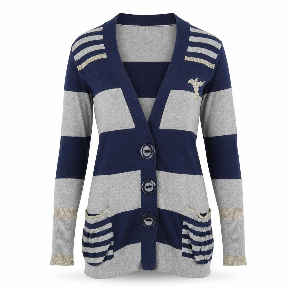 River Island Womens Grey Striped  Cardigan Jumper Size 6