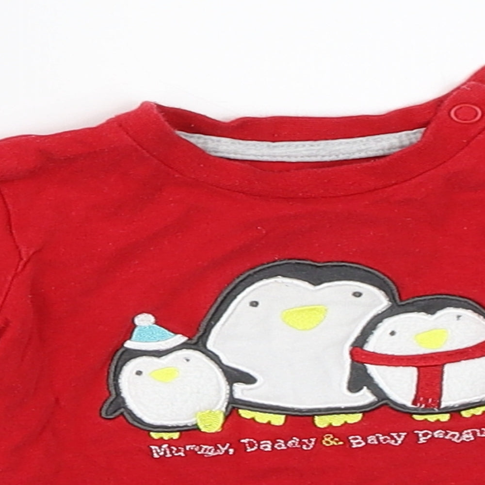 BHS Girls Red   Basic T-Shirt Size 6-9 Months