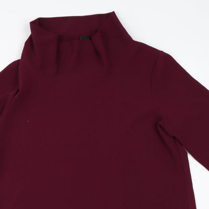 Close-up detail of Atmosphere women’s purple basic blouse, size UK 10