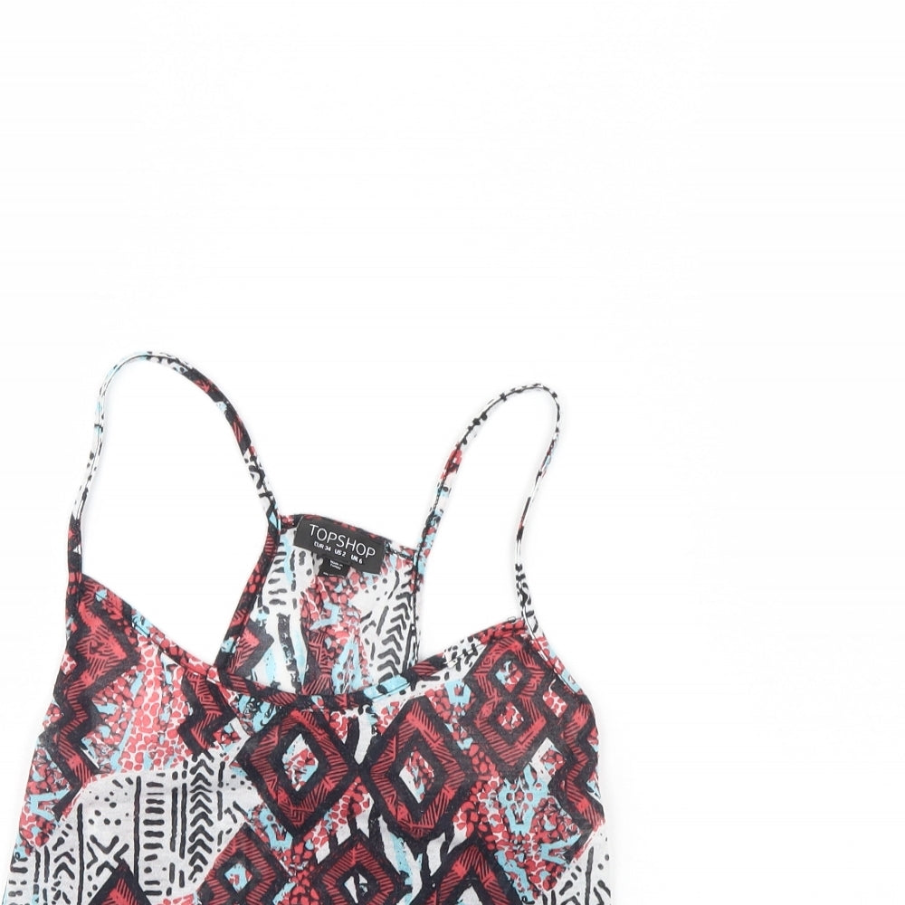 Topshop Womens White Fair Isle  Cropped Tank Size 6