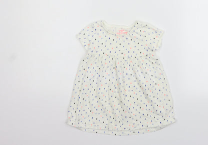 Additional front view of F&F girls’ white geometric basic t-shirt, size 12-18, months