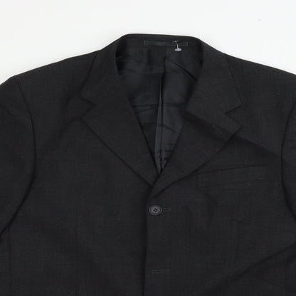 Close-up detail of Roman men’s black jacket blazer, size 38