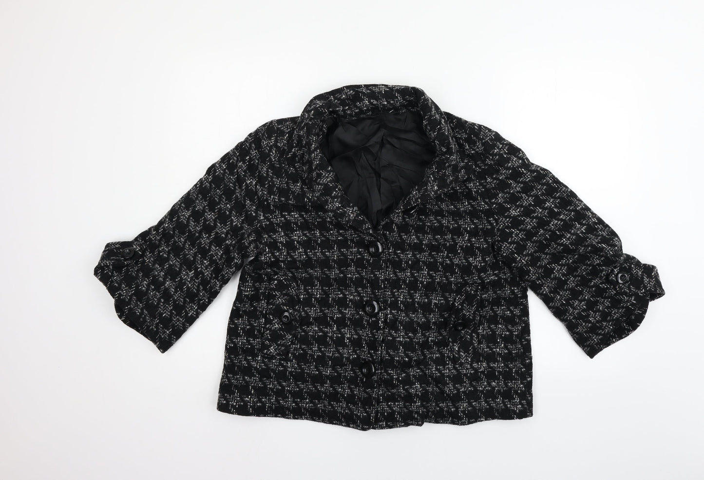 Preworn Womens Black Ikat  Jacket Blazer Size 14