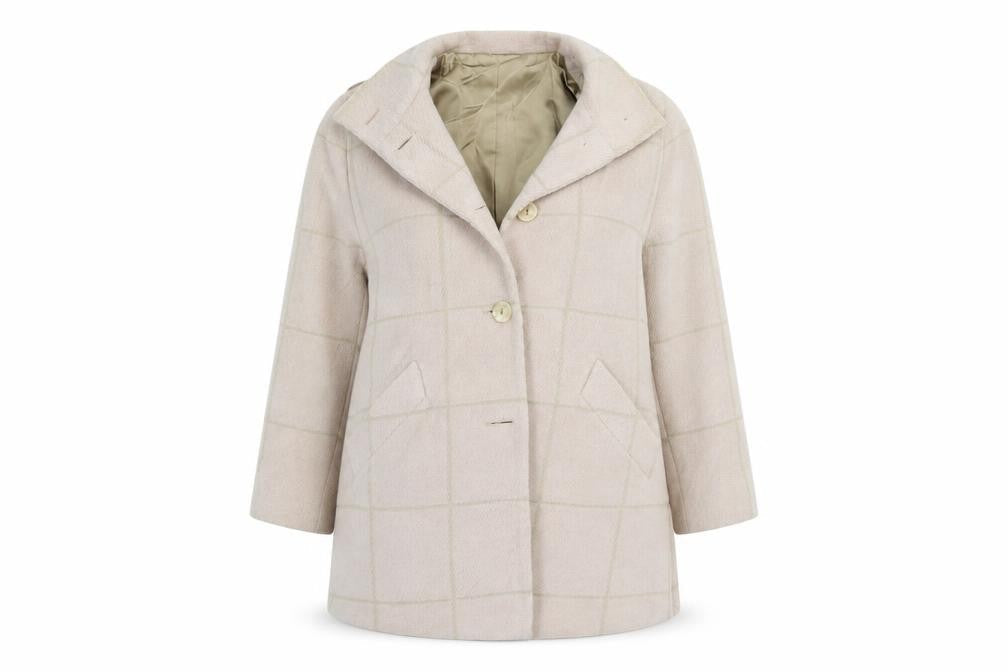 fashion  Womens Beige Check  Jacket Coat Size 14