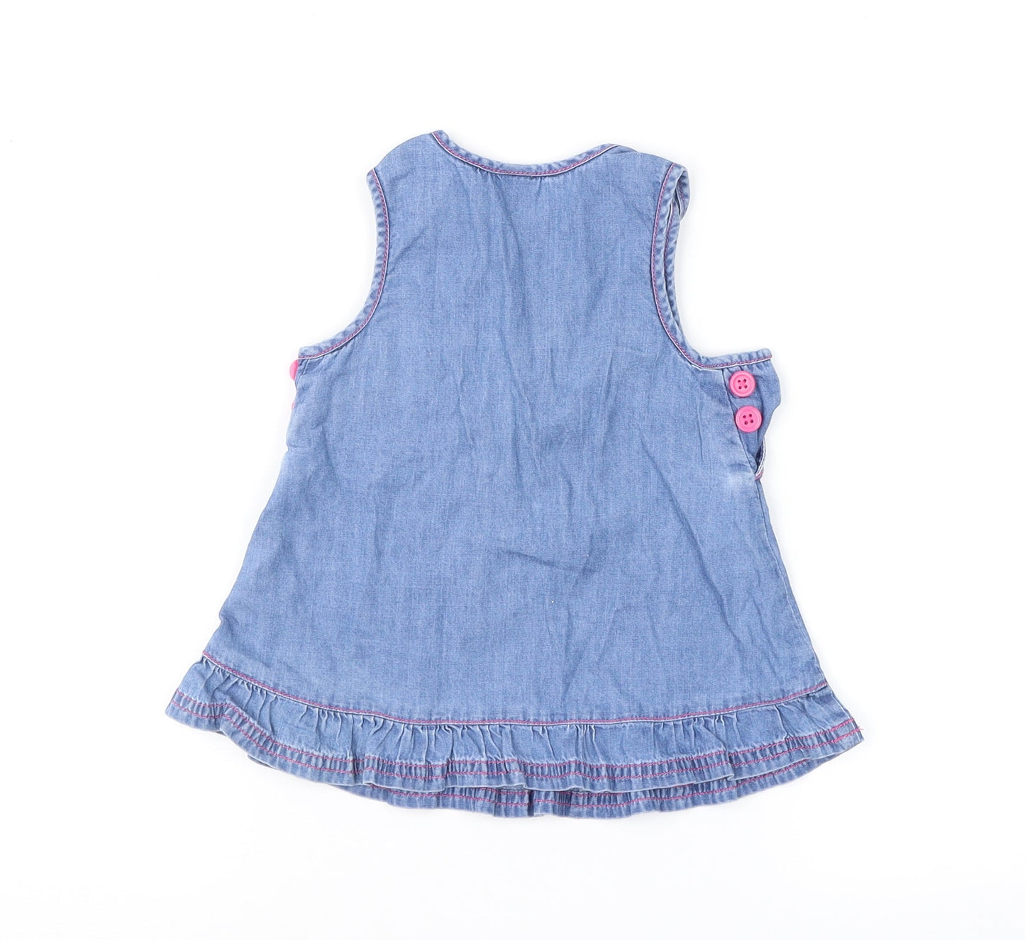 TU Girls Blue   Pinafore/Dungaree Dress  Size 0-3 Months  - Mice