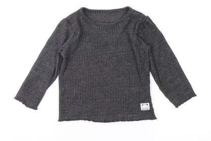 Additional front view of Marks & Spencer girls’ grey basic t-shirt, size 18-24, months
