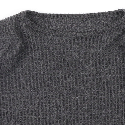 Close-up detail of Marks & Spencer girls’ grey basic t-shirt, size 18-24, months