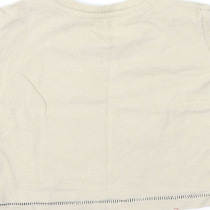 Brand and care label for RJR.John Rocha boys’ brown basic t-shirt, size 3-6, months