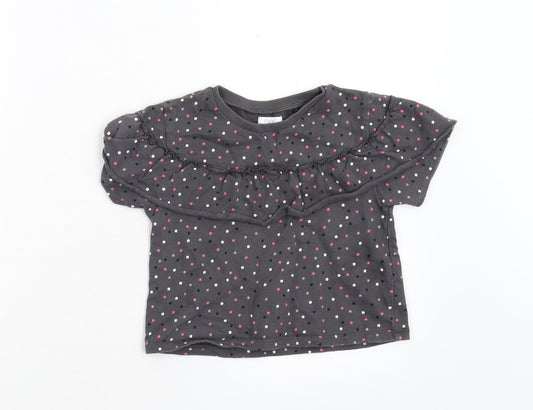 NEXT Girls Grey Geometric  Basic T-Shirt Size 2-3 Years