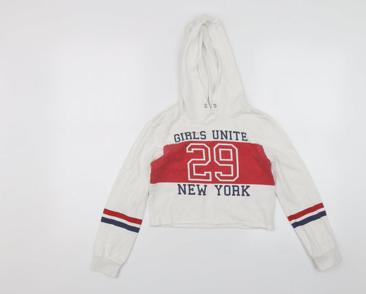 H&M Girls White   Pullover Hoodie Size 9-10 Years  - Girls Unite New York
