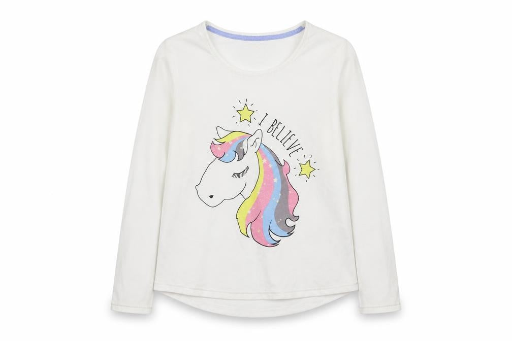 Matalan Womens White Solid  Top Pyjama Top Size 8  - Unicorn