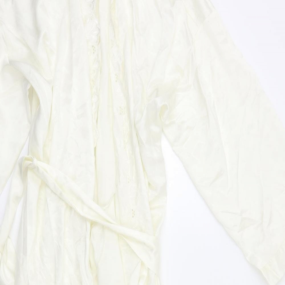 M&S Womens Ivory   Kimono Pyjama Top Size 12