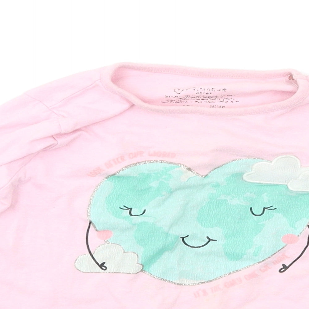 Preloved Primark Girls Pink Solid  Top Pyjama Top Size 3-4 Years - Detail
