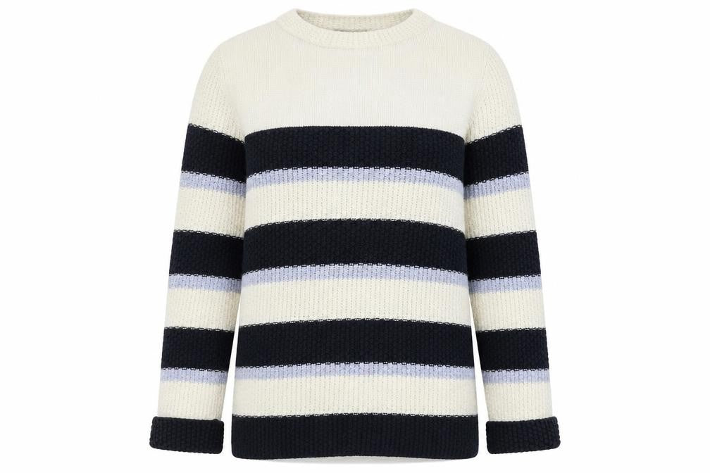 ken Womens White Striped  Pullover Jumper Size M