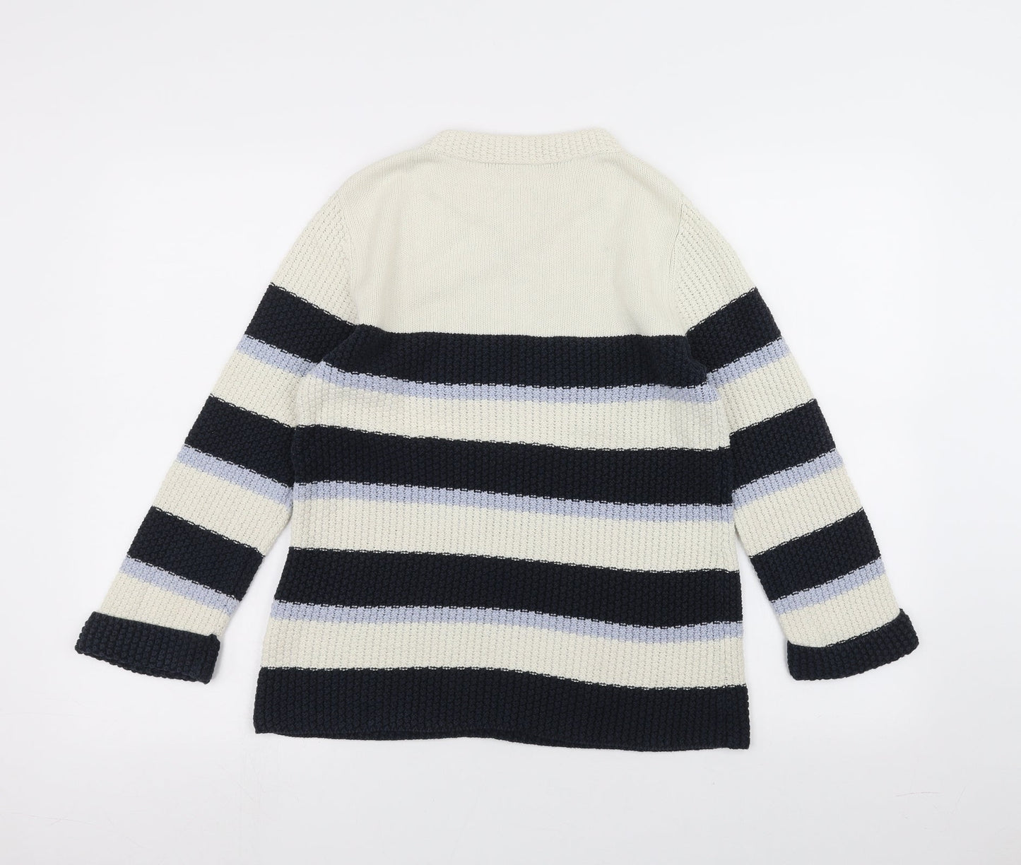 ken Womens White Striped  Pullover Jumper Size M