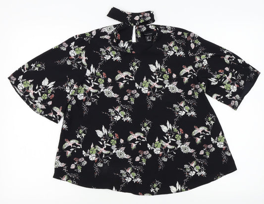 Atmosphere Womens Black Floral  Basic Blouse Size 8