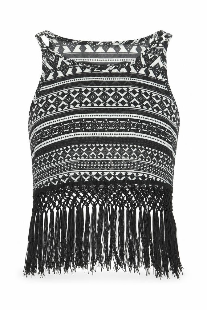 Urmoda Womens Black Geometric  Basic T-Shirt Size M
