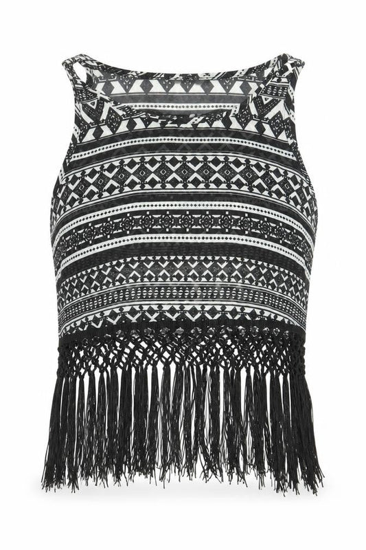 Urmoda Womens Black Geometric  Basic T-Shirt Size M