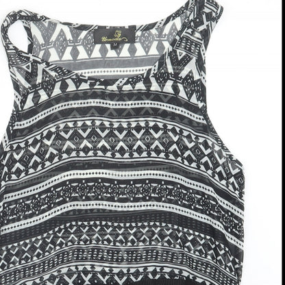 Urmoda Womens Black Geometric  Basic T-Shirt Size M