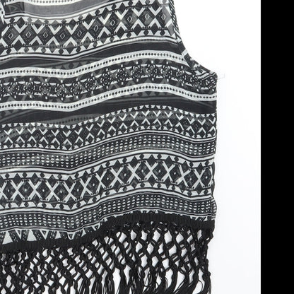 Urmoda Womens Black Geometric  Basic T-Shirt Size M