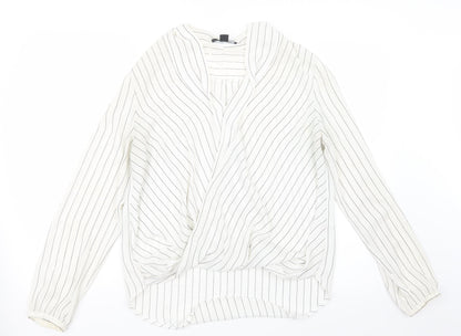 Additional front view of Atmosphere women’s white striped basic blouse, size UK 14