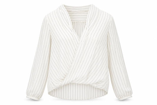 Atmosphere Womens White Striped  Basic Blouse Size 14