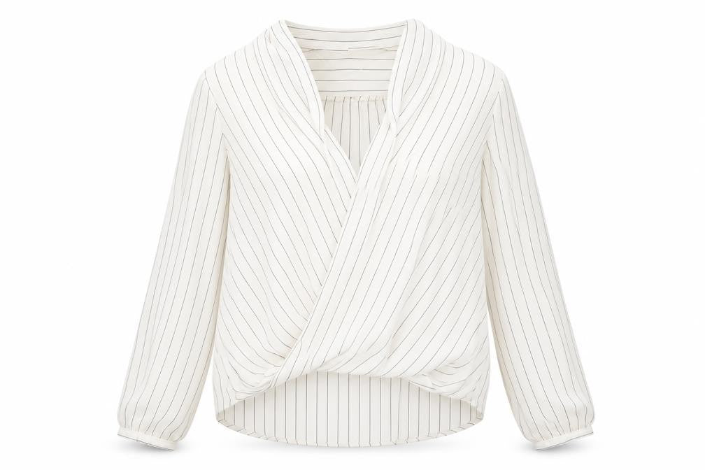 Atmosphere Womens White Striped  Basic Blouse Size 14