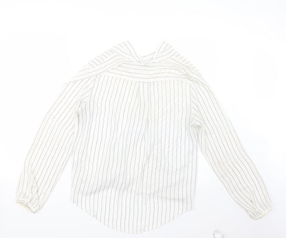 Back view of Atmosphere women’s white striped basic blouse, size UK 14