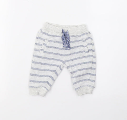 F&F Baby Grey Striped  Jogger Trousers Size 0-3 Months