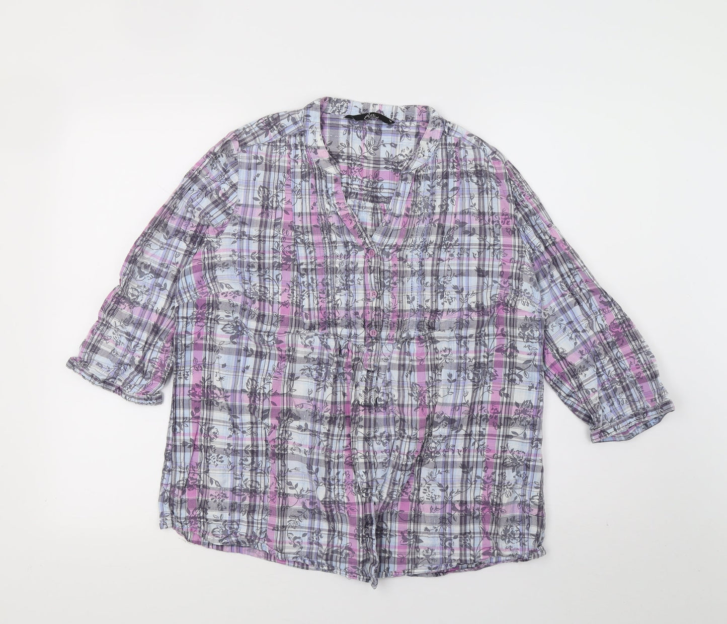 BM Womens Multicoloured Check  Top Pyjama Top Size 16
