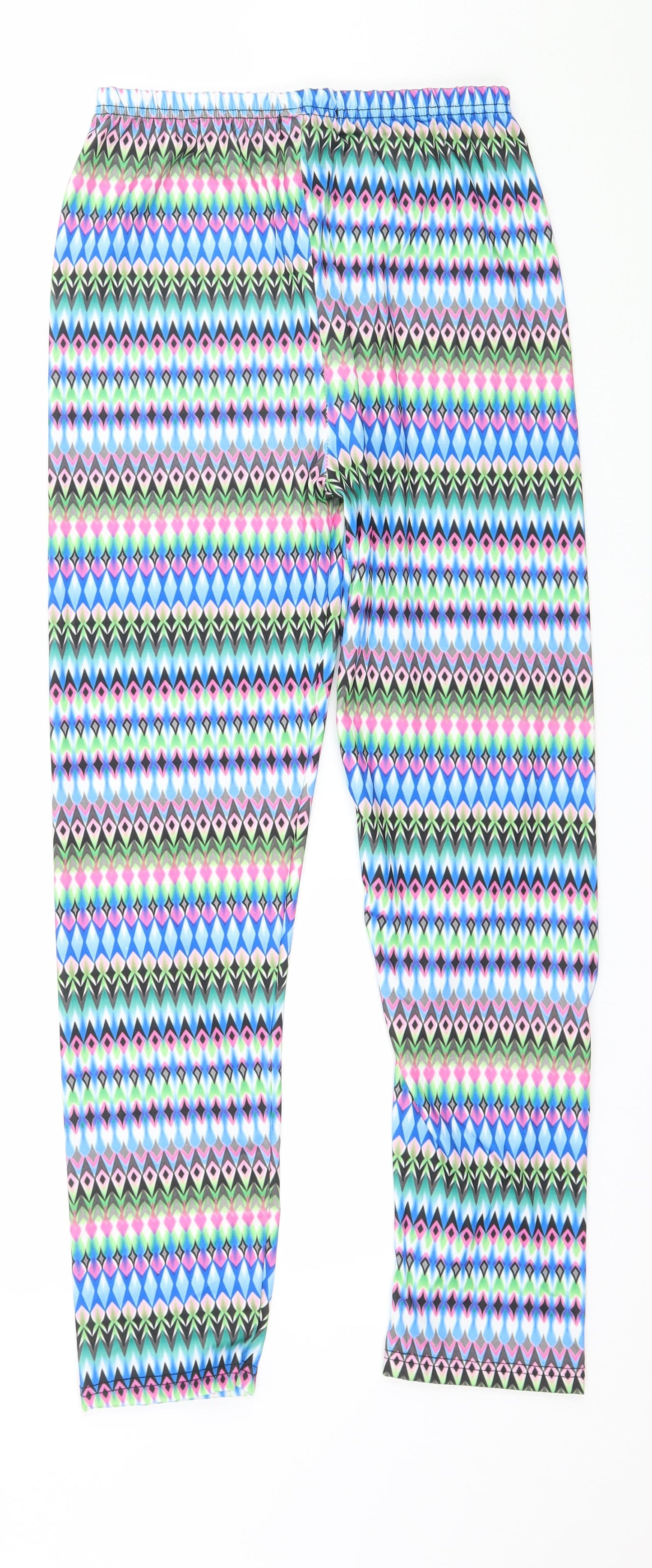 Chickster Basics Womens Multicoloured Geometric Jersey Capri Leggings Size M L25 in