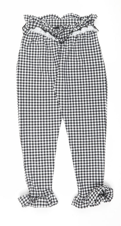 PRETTYLITTLETHING Womens Grey Check  Trousers  Size 8 L22 in
